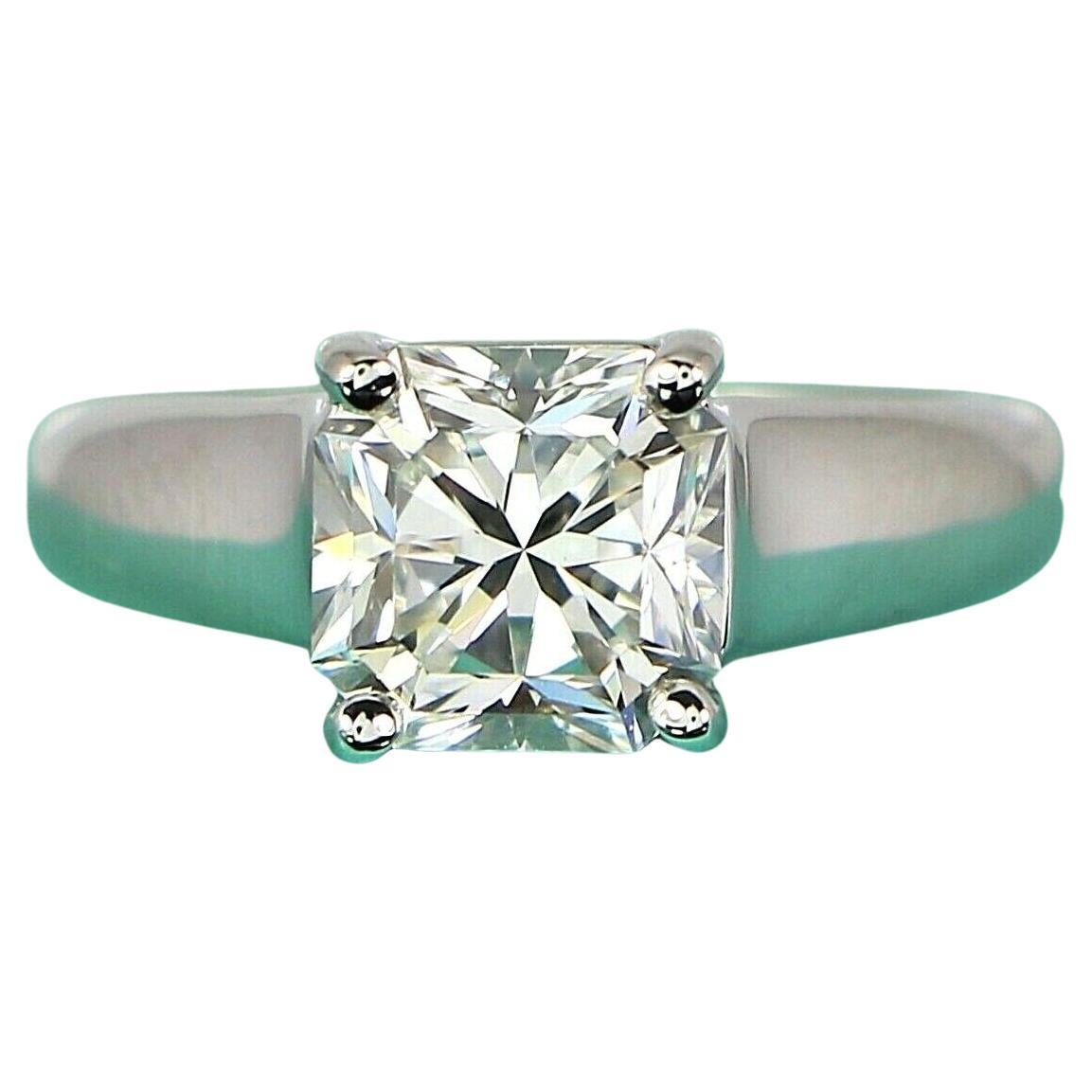 Authentic Tiffany & Co. Platinum Lucida Square Brilliant Cut Diamond Ring For Sale
