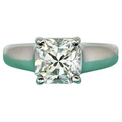 Authentique Tiffany & Co. Bague en platine Lucida à diamant carré taillé en brillant