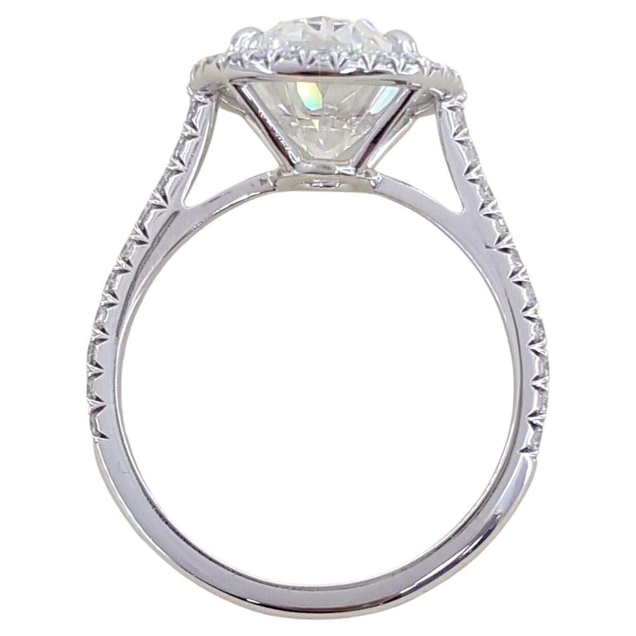 Square Cut Authentic Tiffany & Co. Platinum Soleste Princess Diamond Halo Ring For Sale