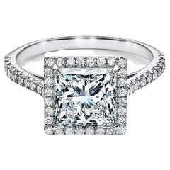 Authentic Tiffany & Co. Platinum Soleste Princess Diamond Halo Ring