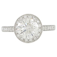 Authentic Tiffany & Co. Platinum Soleste Round Diamond Halo Ring