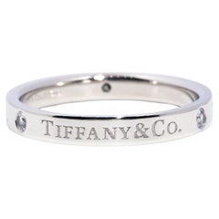 Authentic Tiffany & Co. Round Brilliant Diamond 3mm Platinum Wedding Band Ring