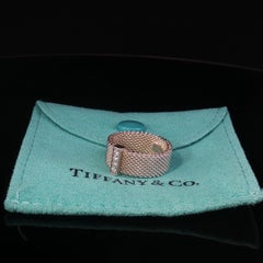 Authentic Tiffany & Co. Somerset Mesh Diamond Ring 925 Sterling Silver + Pouch
