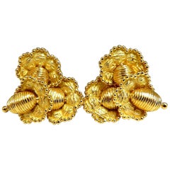 Authentic Tiffany & Co. Three-Tiered Floral Cluster Clip Earrings 18 Karat