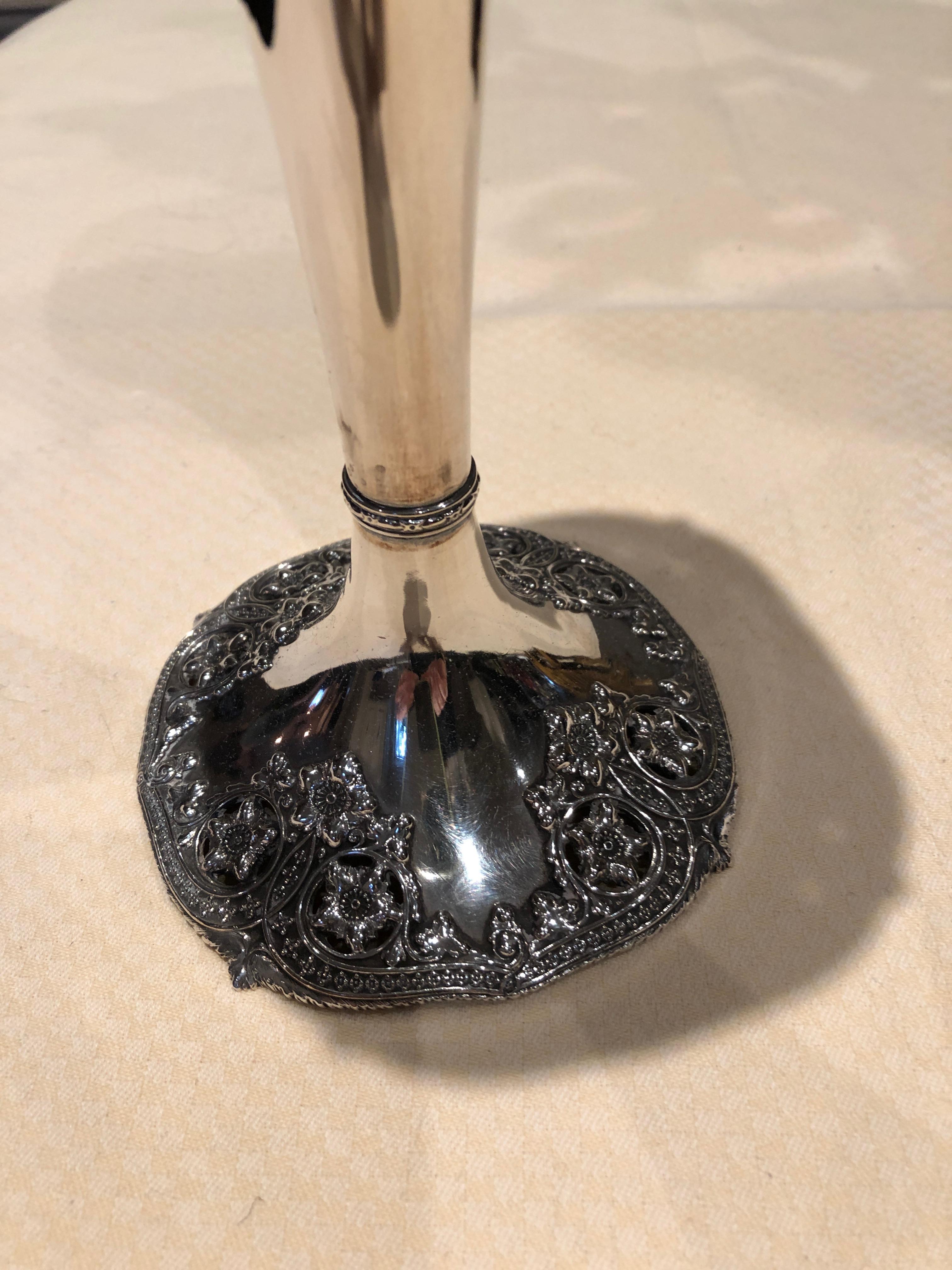 Mid-20th Century Authentic Tiffany Sterling Silver Trumpet Vase For Sale