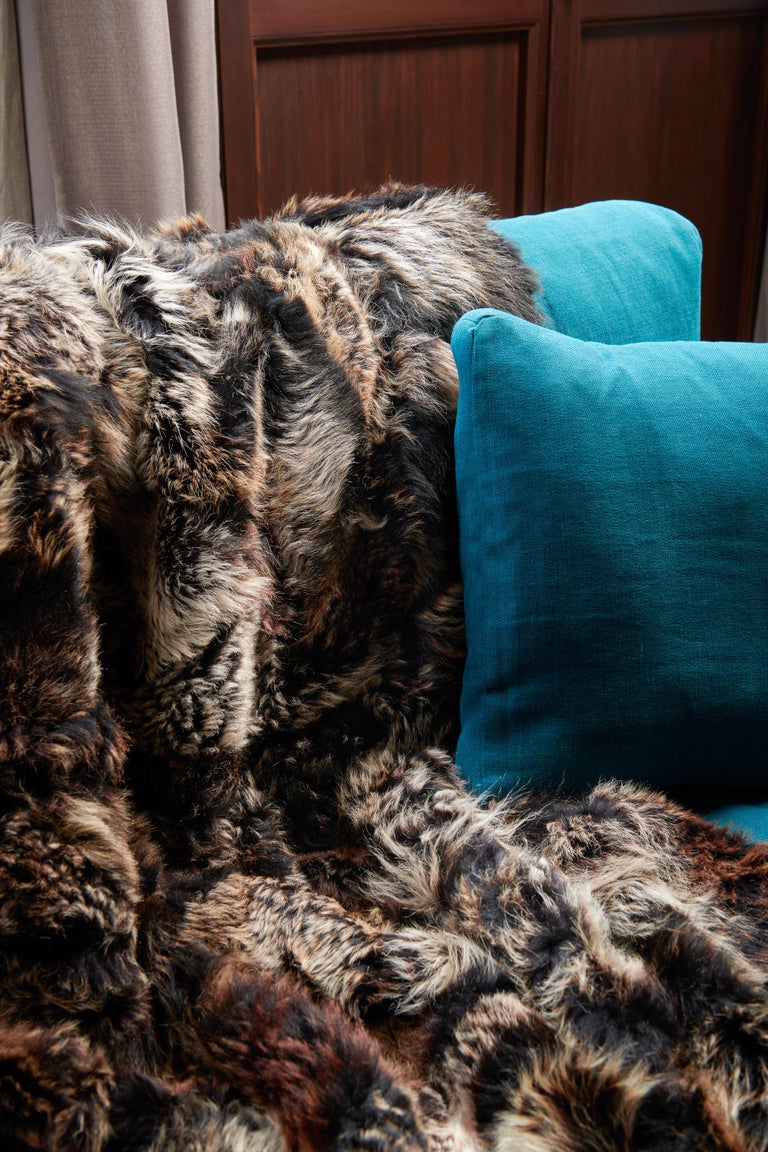 JG Switzer Toscana Sheep Fur Truffle Throw Backed with Lambswool/Cashmere 1