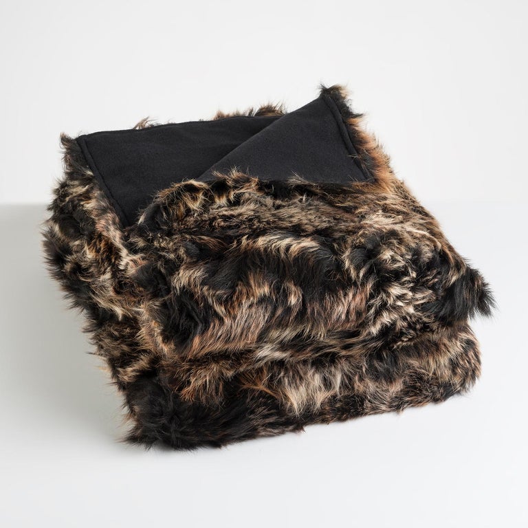 JG Switzer Toscana Sheep Fur Truffle Throw Backed with Lambswool/Cashmere In New Condition In Sebastopol, CA