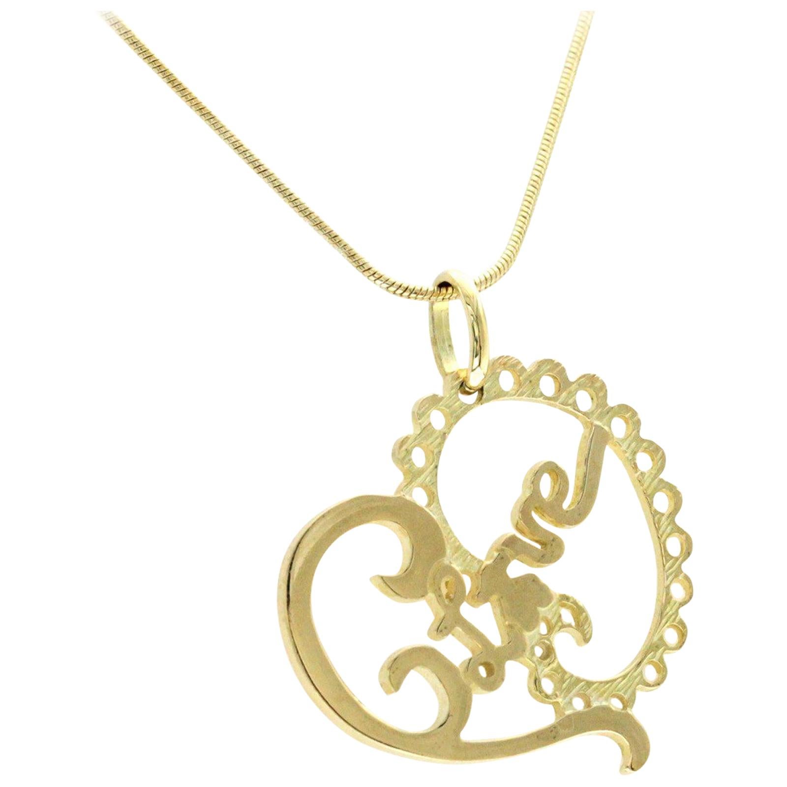 Authentic TOUS 18 Karat Yellow Gold Heart Love Bear Necklace