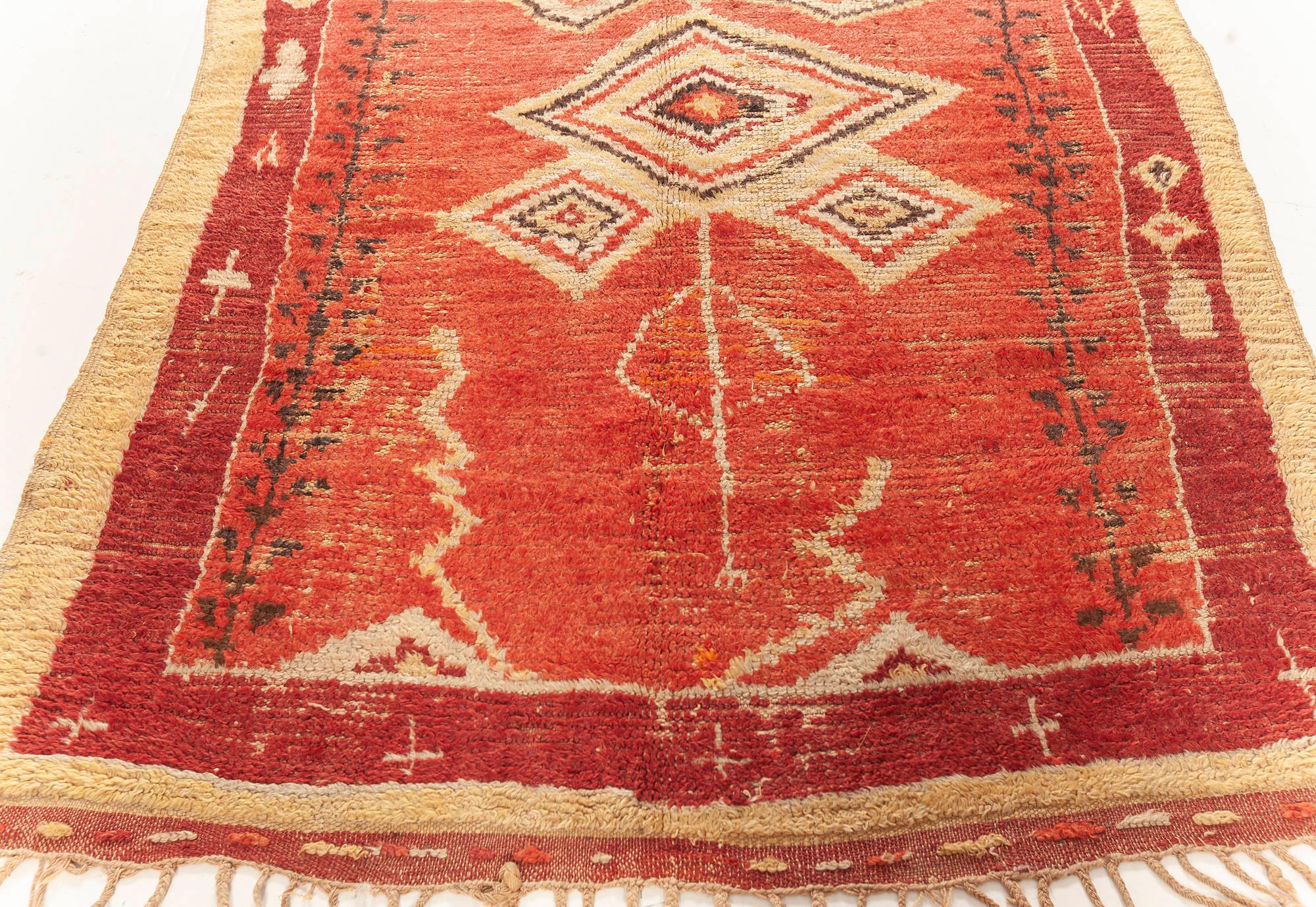 20th Century Authentic Tribal Moroccan Handmade Wool Rug For Sale