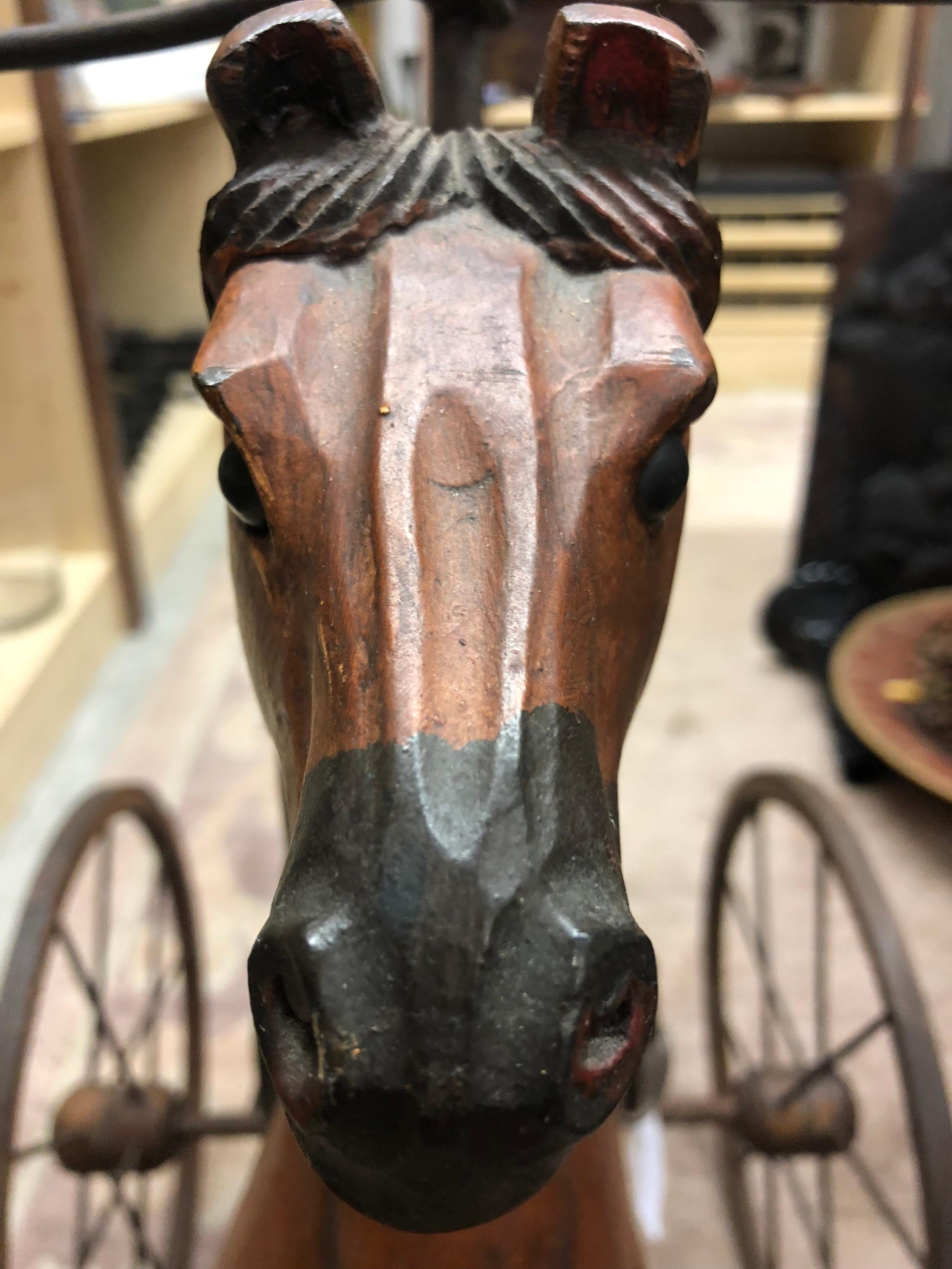 Authentic Tripod Children's Wooden Rocking Horse 19th Century 6