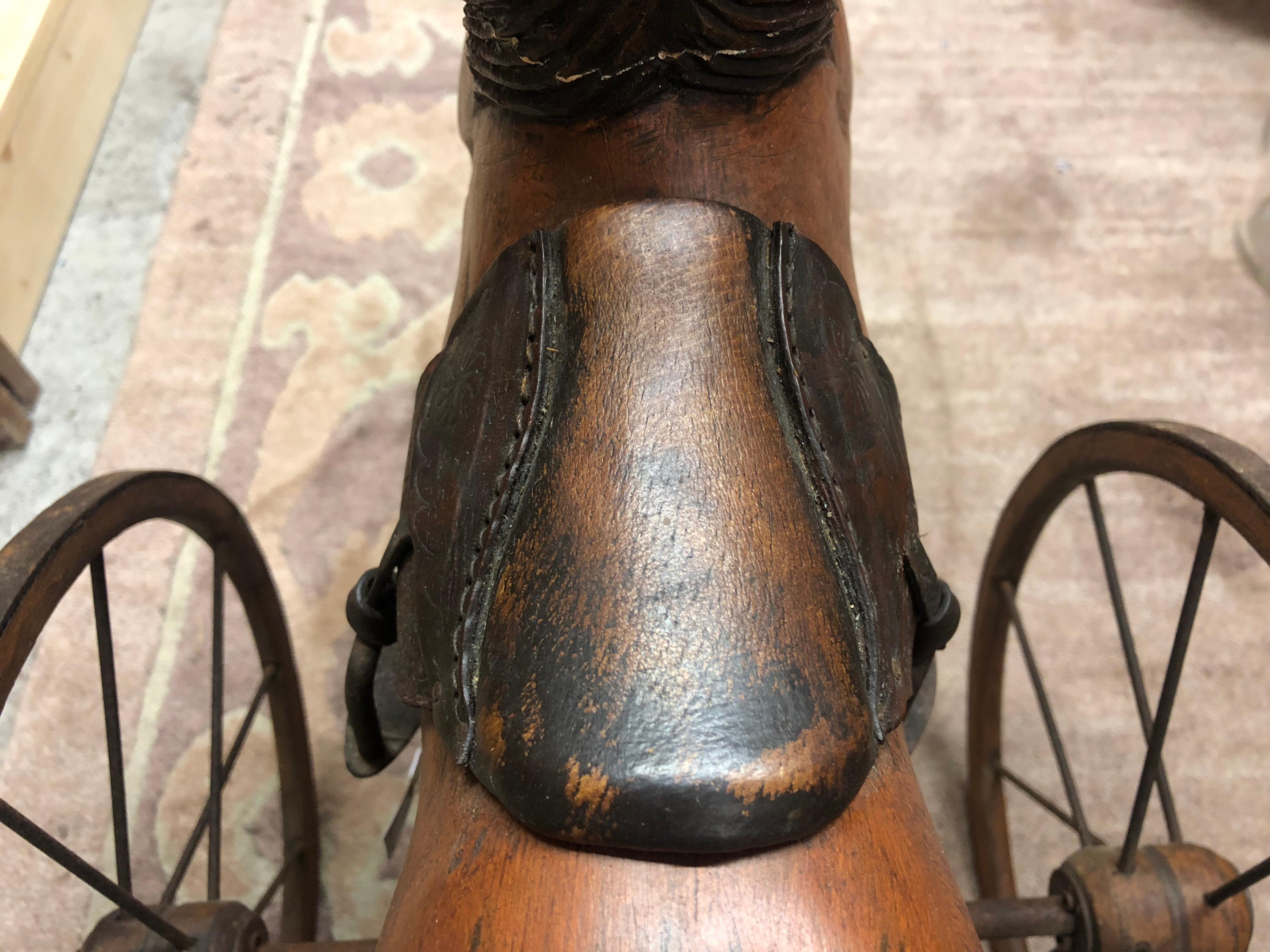 Unknown Authentic Tripod Children's Wooden Rocking Horse 19th Century