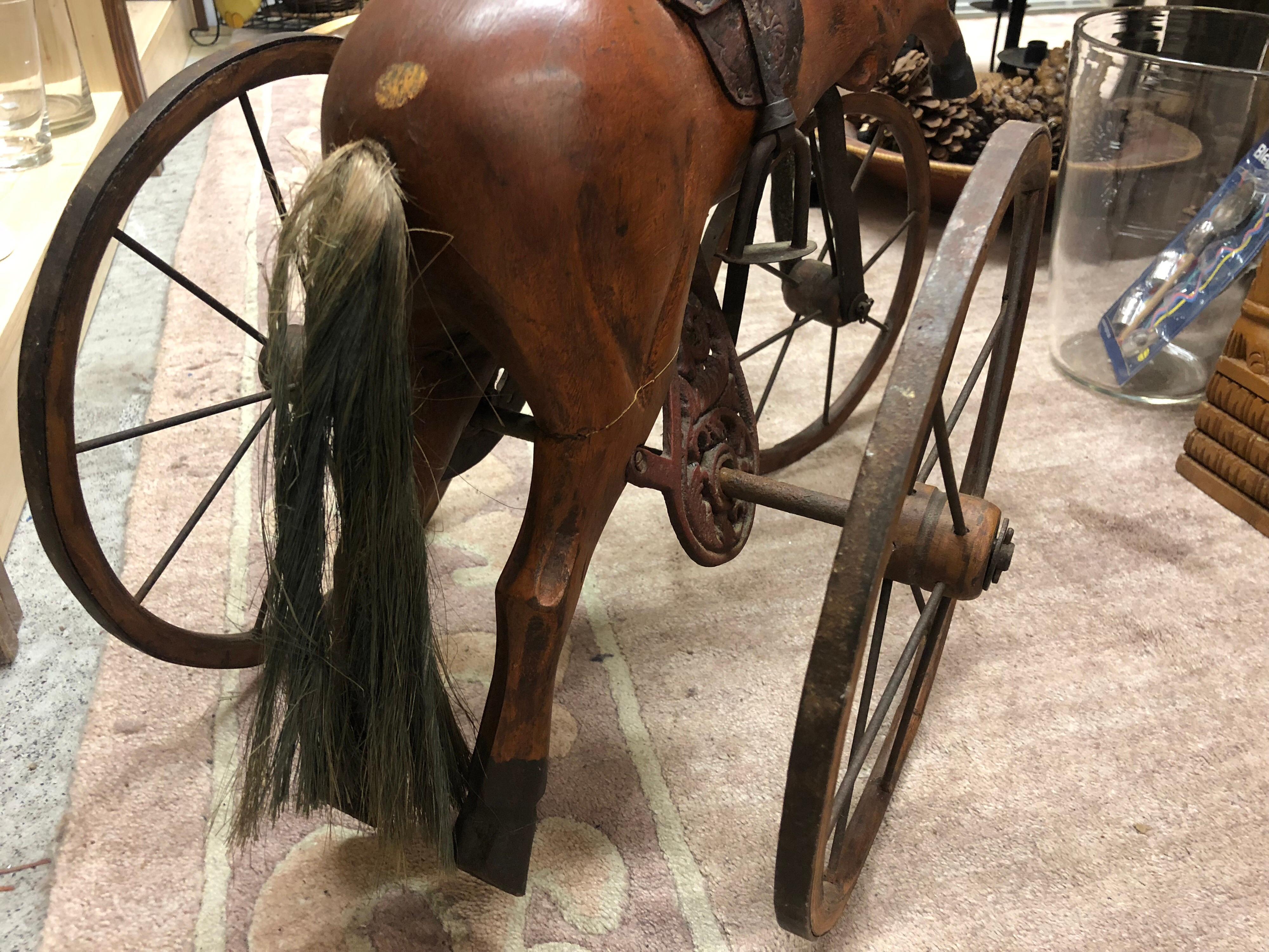 Authentic Tripod Children's Wooden Rocking Horse 19th Century 2