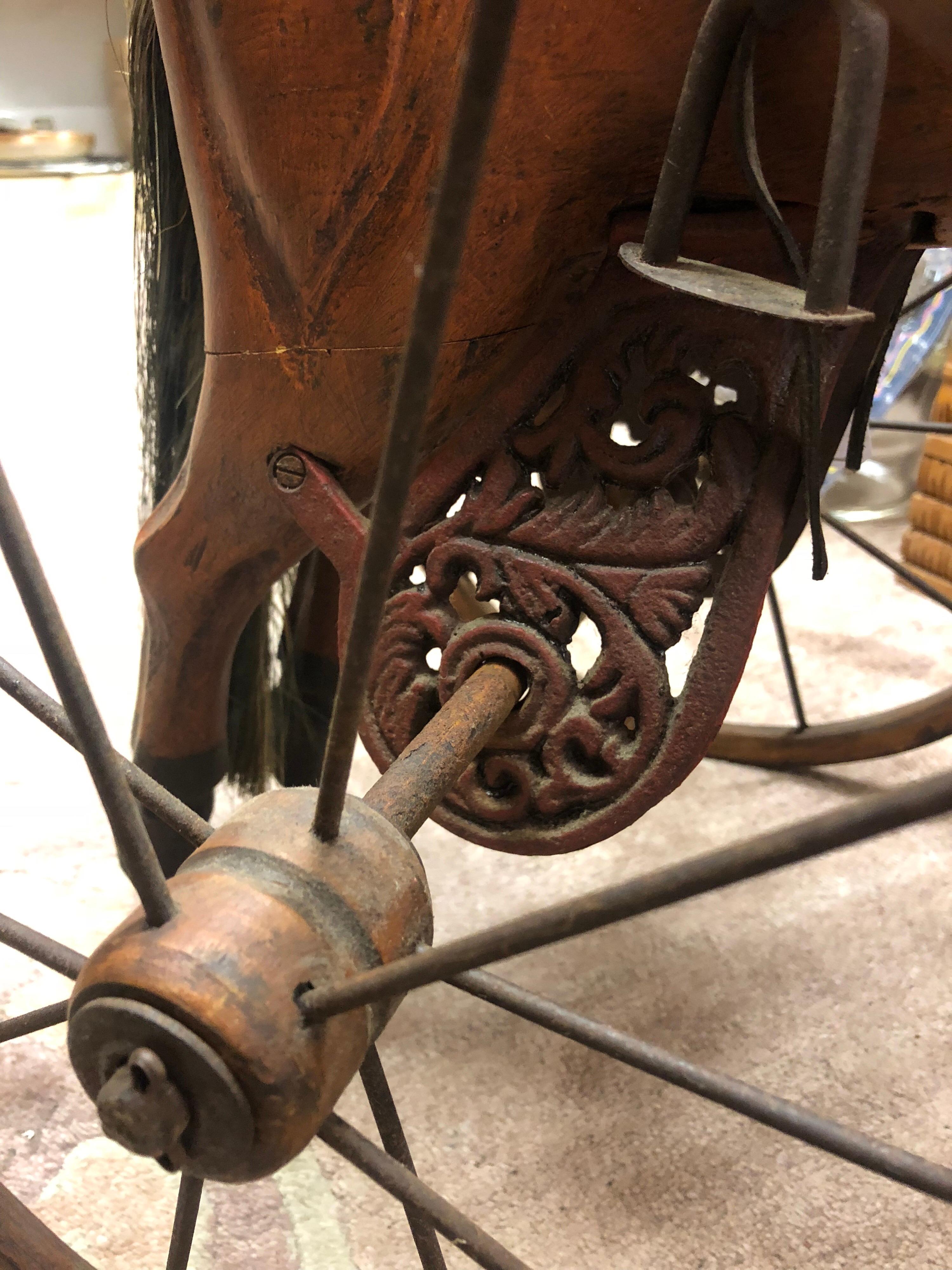 Authentic Tripod Children's Wooden Rocking Horse 19th Century 3