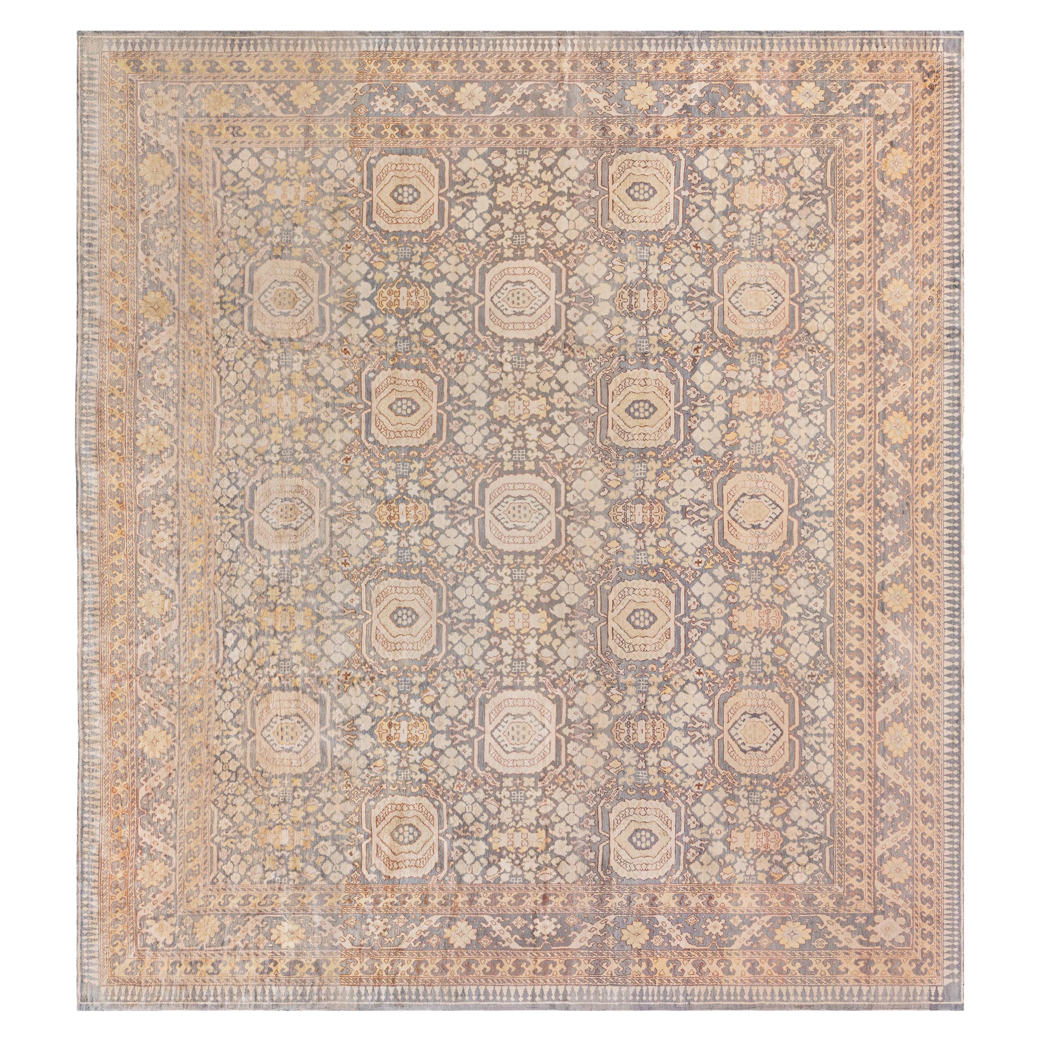 Authentischer Türkischer Hereke Handgefertigter Wollteppich Doris Leslie Blau