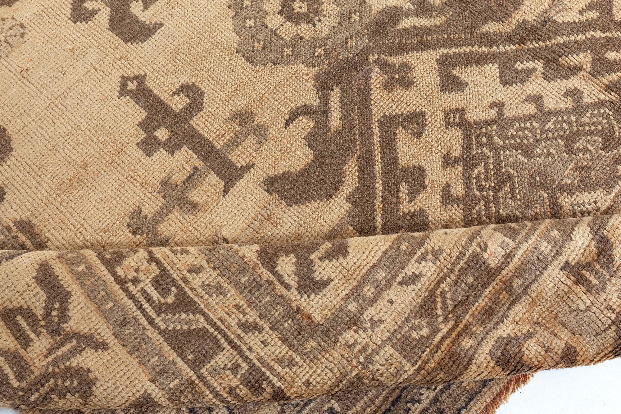 Hand-Woven Doris Leslie Blau Antique Turkish Oushak Rug Size Adjusted For Sale