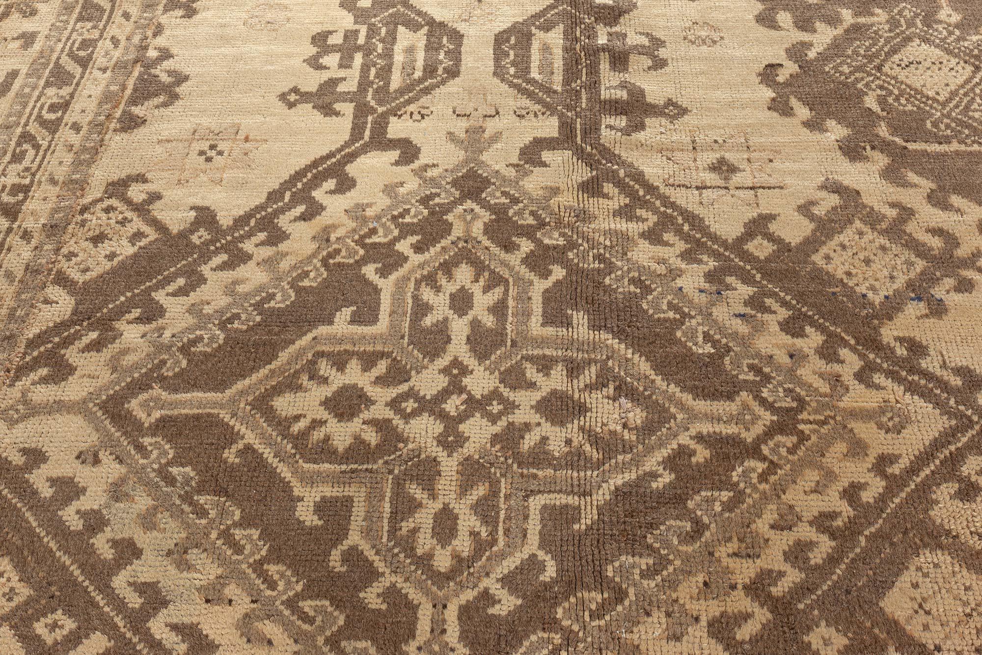 Wool Doris Leslie Blau Antique Turkish Oushak Rug Size Adjusted For Sale