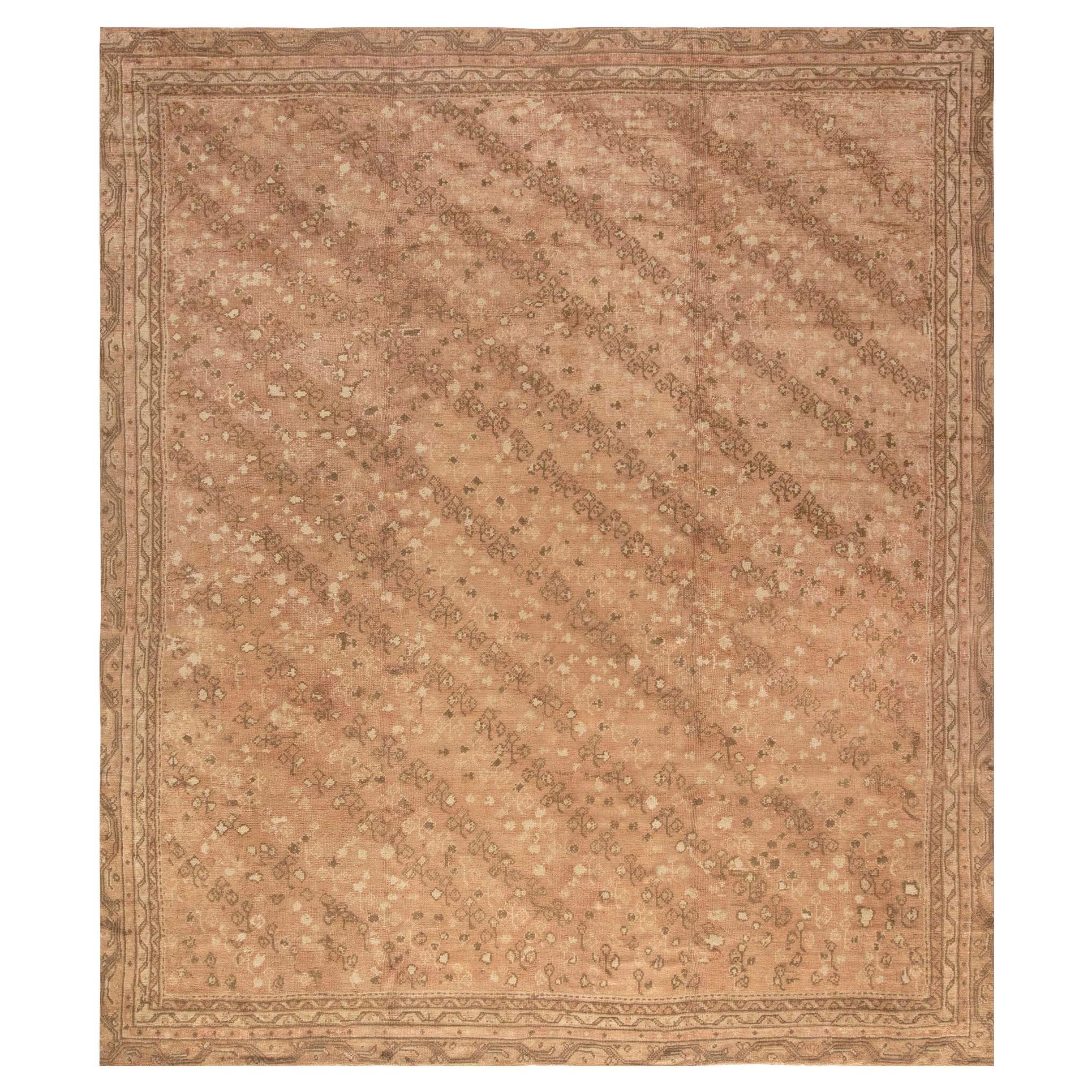 Blue and Ivory Contemporary Handmade Wool Turkish Oushak Rug For Sale