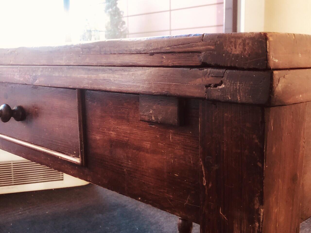 Authentic Tuscan Farm Wooden Foldable Rustic Table, circa 1940 In Fair Condition In Sofia, BG