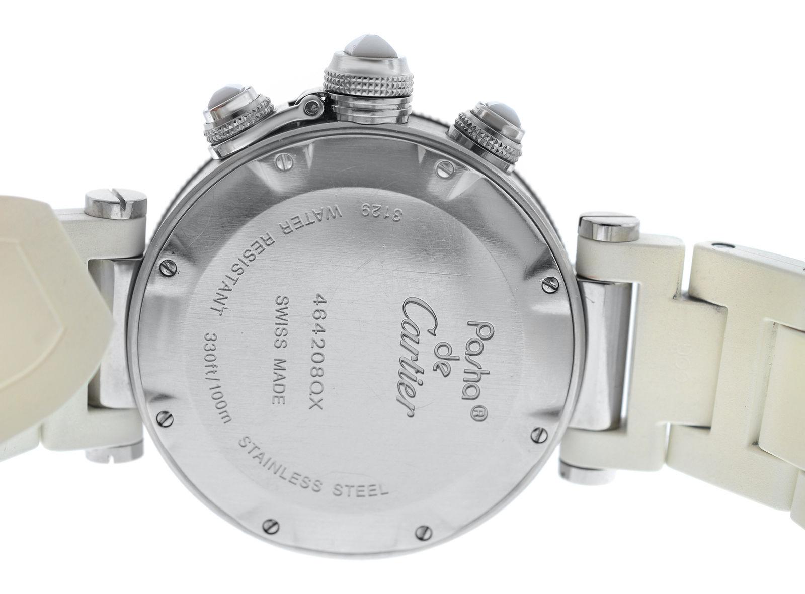 Authentic Unisex Cartier Pasha Steel Date Quartz Chronograph Watch For Sale 2