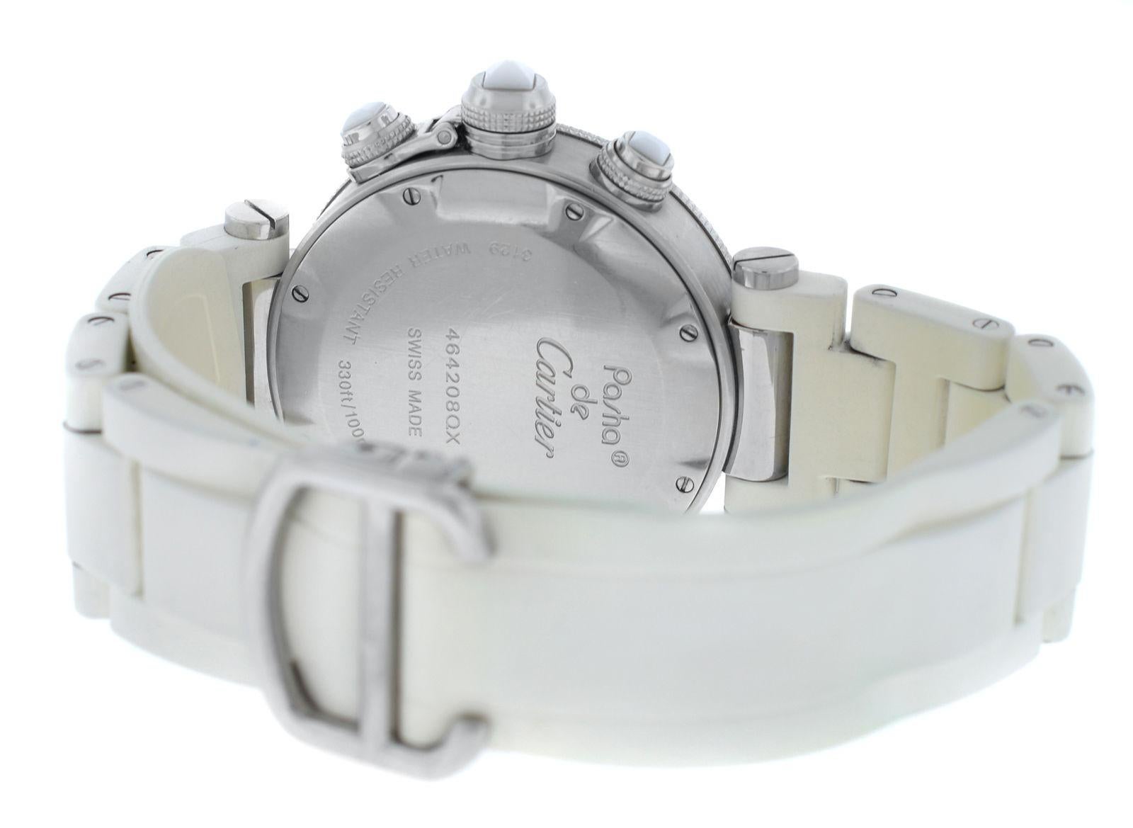 Authentic Unisex Cartier Pasha Steel Date Quartz Chronograph Watch For Sale 4