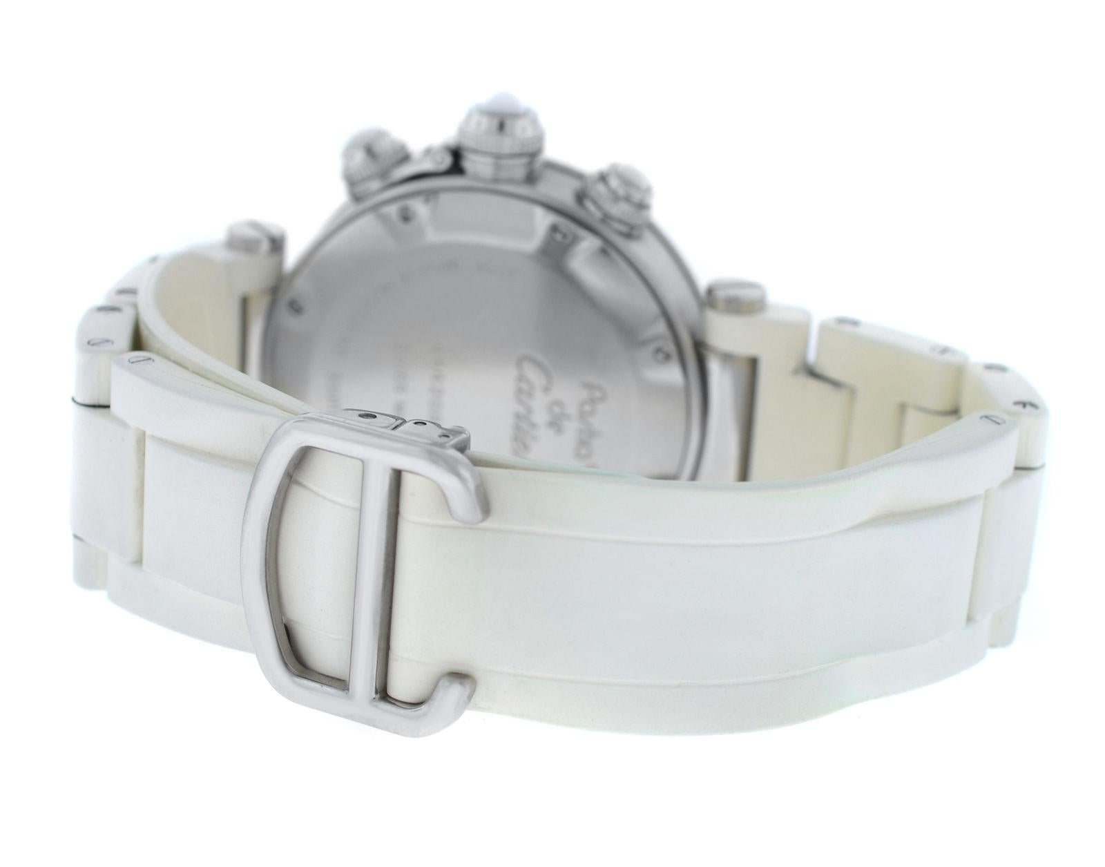 Authentic Unisex Cartier Pasha Steel Date Quartz Chronograph Watch For Sale 5