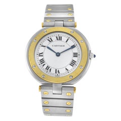 Authentic Unisex Cartier Santos Ronde 18 Karat Yellow Gold Quartz Watch