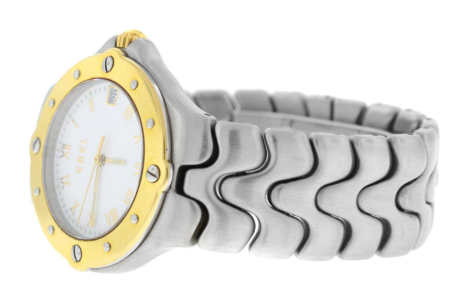 Authentic Unisex Ebel Sportwave Steel and 18 Karat Gold Quartz Watch For Sale 3