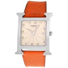 Authentic Unisex Hermes H Hour HH1.810 Steel Quartz Watch