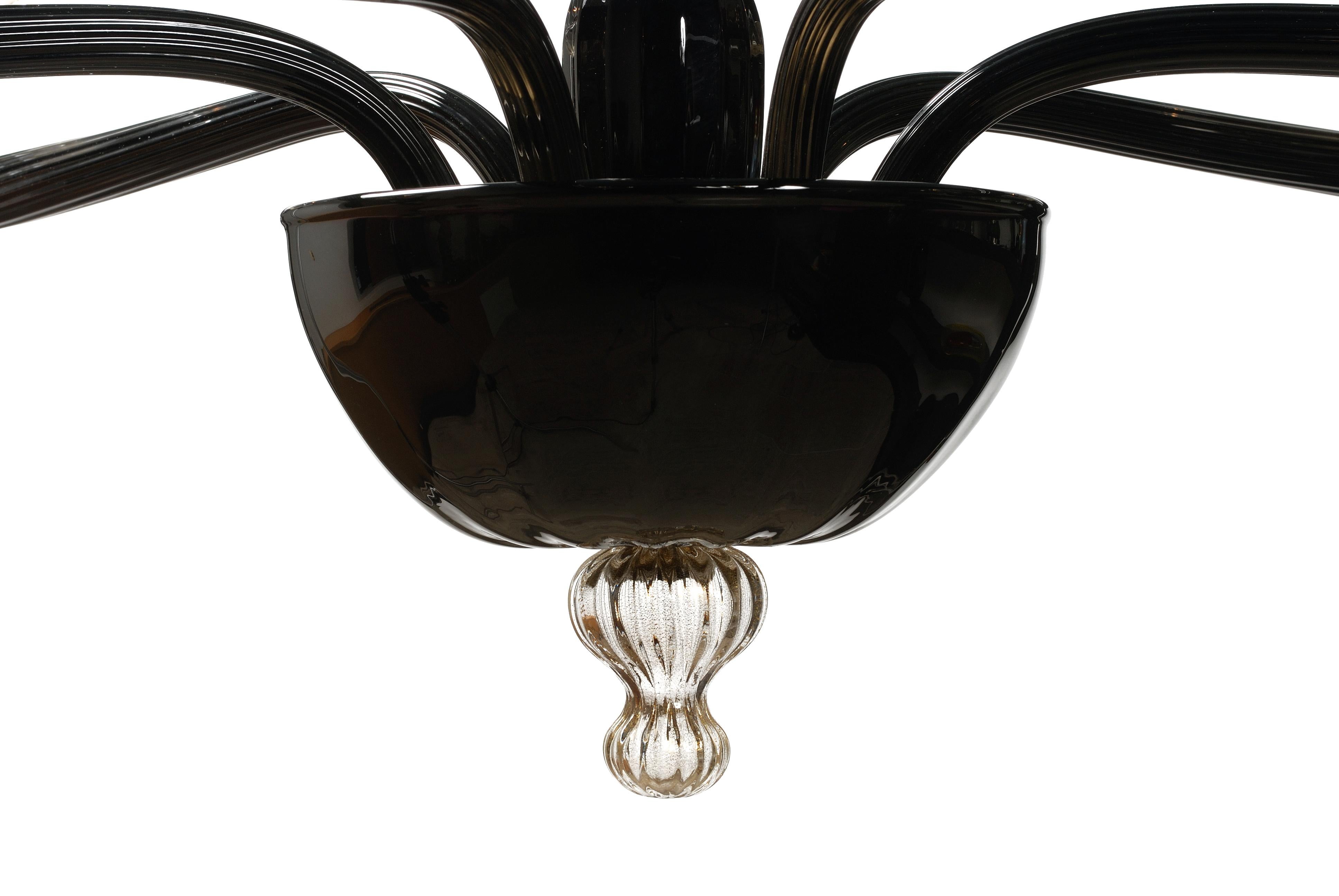 Hand-Crafted Authentic Venetian Modern Design Chandelier, Handmade in Murano Glass For Sale