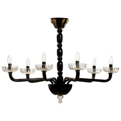 Unique and Brilliant Art Deco Murano Art Glass Chandelier Top Design