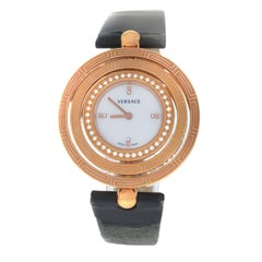 Authentic Versace EON 80Q81SD498 S009 Gold Tone Diamond Quartz 38MM MOP Watch