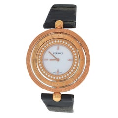 Used Authentic Versace EON 80Q81SD498 S009 Gold Tone Diamond Quartz 38MM MOP Watch