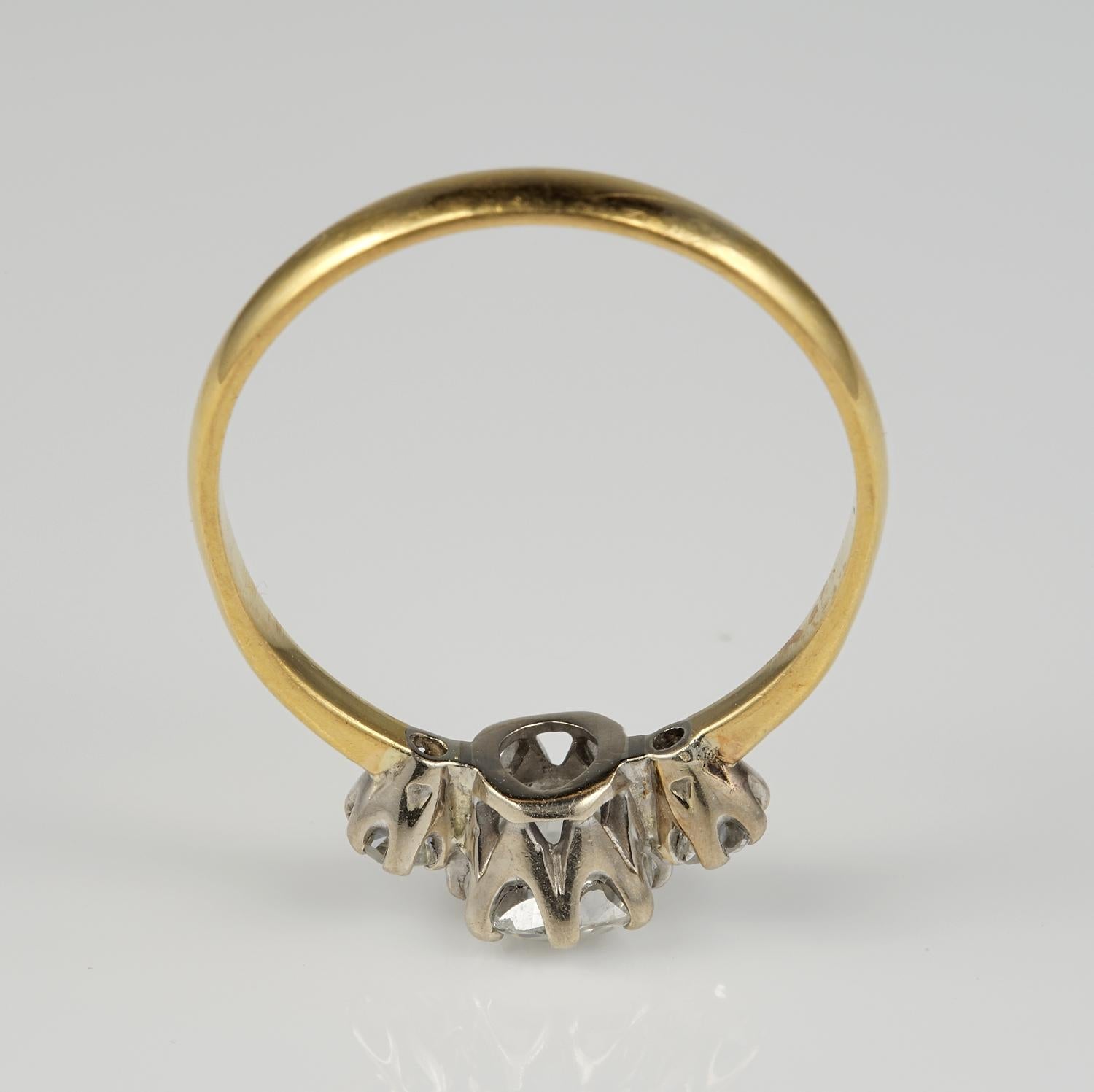 Women's Authentic Victorian 1.80 Carat Old Mine Diamond Trilogy Ring