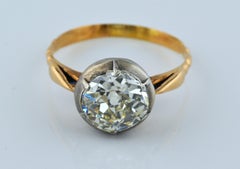 Authentic Victorian 2.20 Ct. Diamond Solitaire 18 KT ring 1860 ca