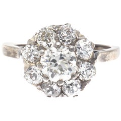 Authentic Victorian GIA Certified Old Mine Cut Diamond Gold Cluster Ring Authentic Victorian GIA Certified Old Mine Cut Diamond Gold Cluster Ring