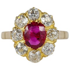 Authentic Victorian Natural Untreated Ruby 2.0 Carat Diamond Rare Ring