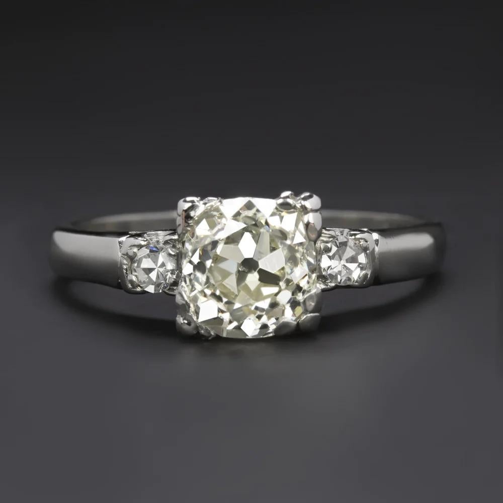 Art Deco Authentic Vintage 1 Carat Old European Diamond Solitaire Platinum Ring For Sale