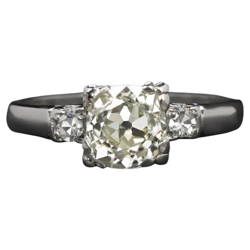 Authentischer Vintage 1 Karat Alteuropäischer Diamant Solitär Platin Ring