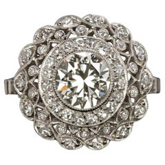 Authentic Vintage 1.30 Carat Old European Diamond Platinum Ring