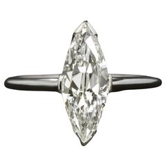 Authentic Vintage 1.86 Carat Marquise Cut Diamond Ring