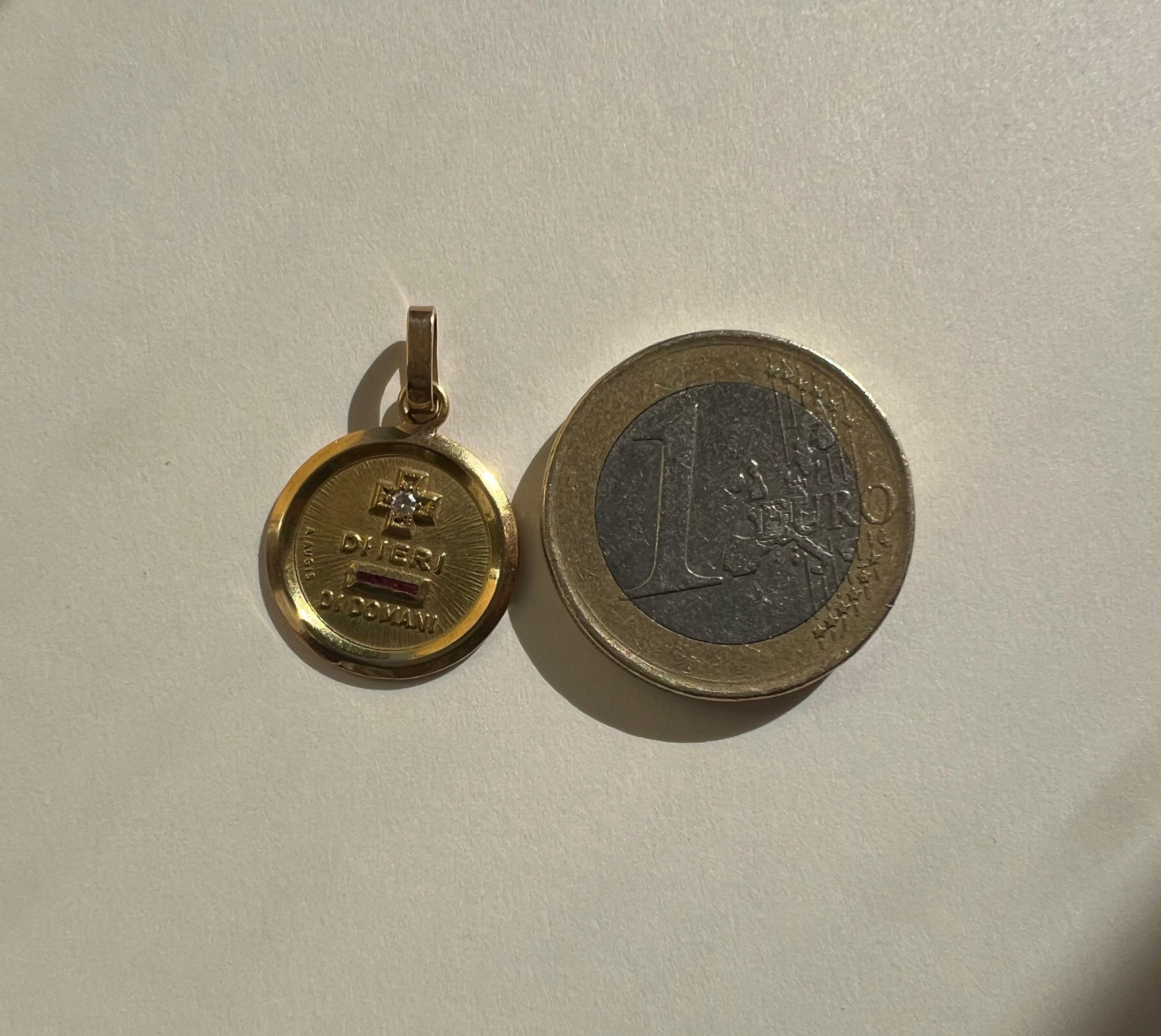 Authentische Vintage 18k A. Augis Diamant & Rubin Liebe Charme im Zustand „Gut“ im Angebot in Amsterdam, NL