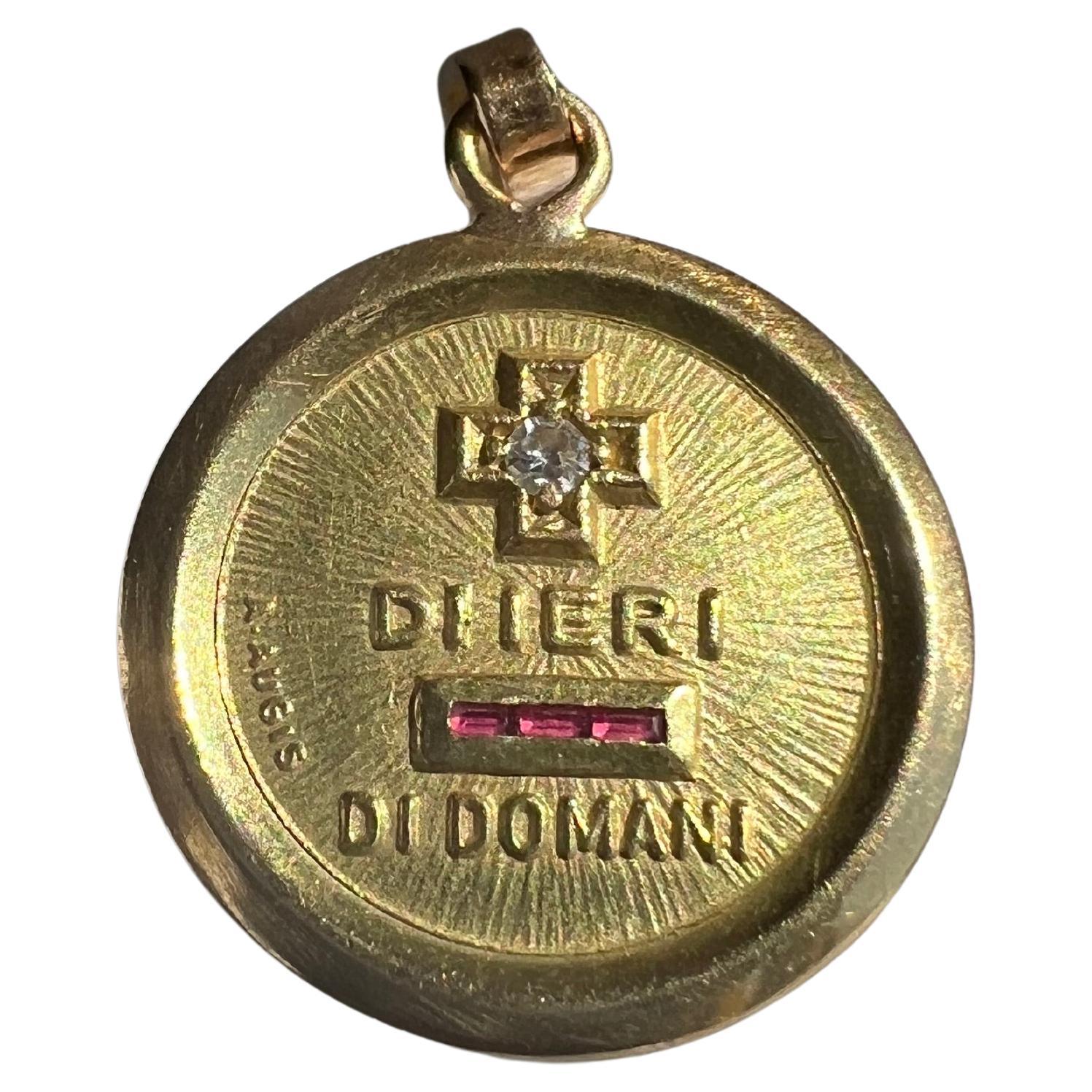 Authentische Vintage 18k A. Augis Diamant & Rubin Liebe Charme im Angebot