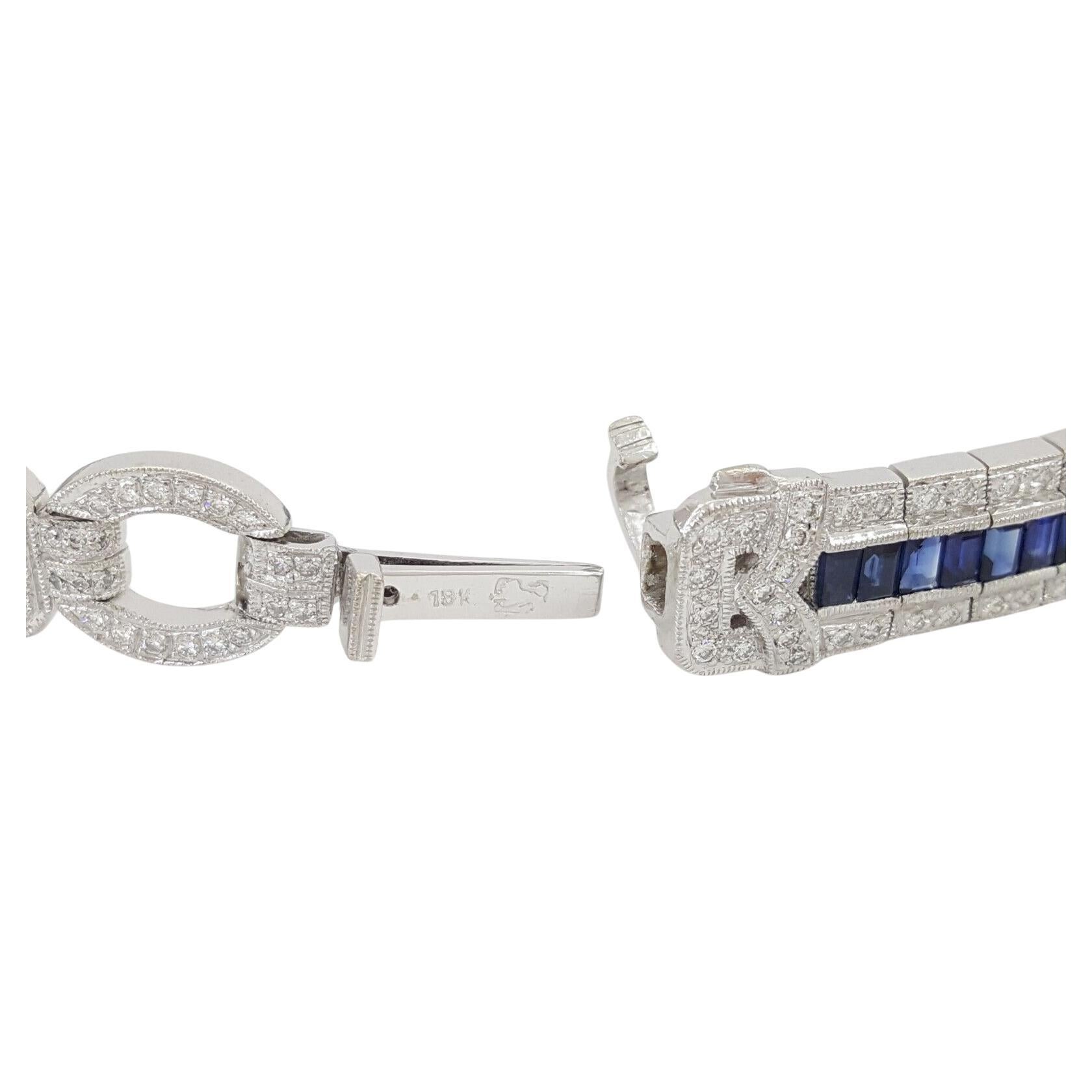 Taglio brillante Autentico bracciale d'epoca in oro bianco 18 carati con un'accattivante combinazione in vendita