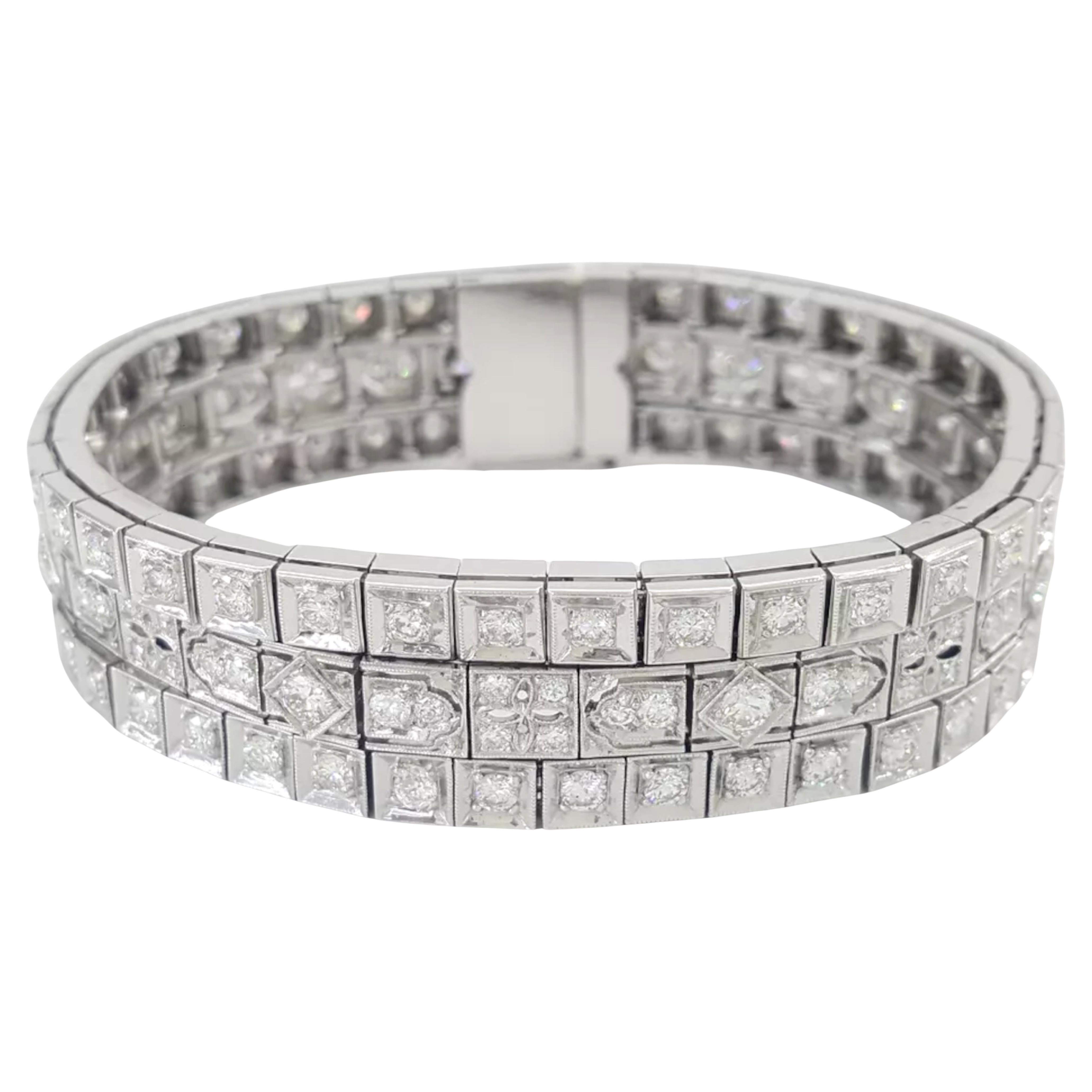 Authentic Vintage 1940 6t. Old Transitional Diamond Platinum Gold Bracelet