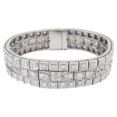 Authentique vintage 1940 6t. Bracelet transitionnel ancien en or platine et diamants