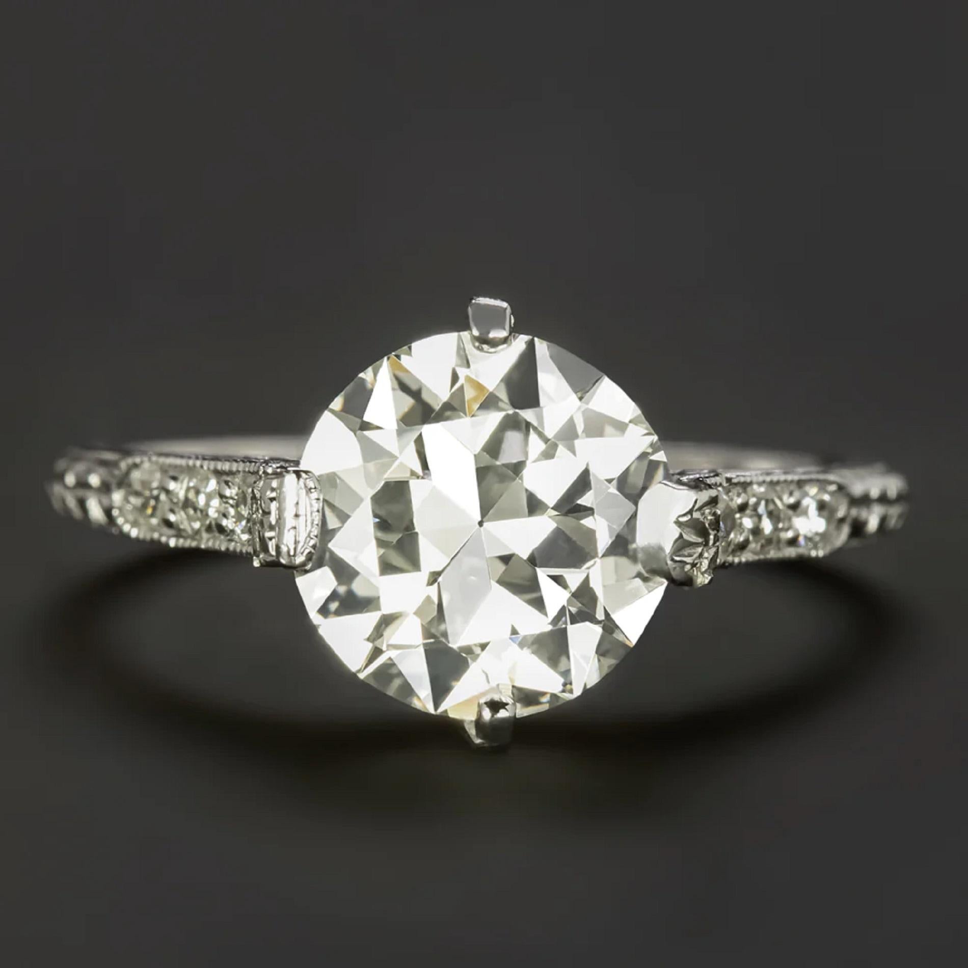 Authentischer Vintage 2 Karat Diamantring mit alteuropäischem Schliff (Alteuropäischer Schliff)
