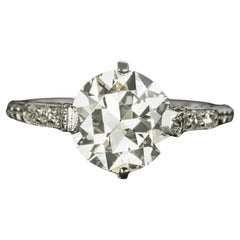 Autentico anello vintage con diamante vecchio taglio europeo da 2 carati
