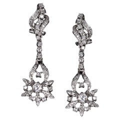 Authentic Vintage 2.25 Carat Diamond 18 Carats White Gold Earrings