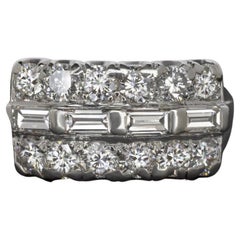 Authentic Vintage 3 Rows Platinum 2.50 Carat Diamond Band Ring