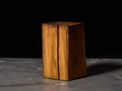Authentic Vintage Brutalist Style Sculpted Side Table in Solid Oak